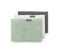 Brabantia - Pads de Nettoyage en Microfibre Sinkside - Éponge - Lavable en Machine - pour Nettoyer la Vaisselle, Les Comptoirs & Les Miroirs - Lot de 3 - Dark Grey/Light Grey/Jade Green