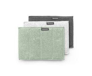Brabantia - Pads de Nettoyage en Microfibre Sinkside - Éponge - Lavable en Machine - pour Nettoyer la Vaisselle, Les Comptoirs & Les Miroirs - Lot de 3 - Dark Grey/Light Grey/Jade Green