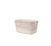 Brabantia Panier à linge Collect-It 40 L (Beige clair), Lot de 2, Corbeille a linge pliable pour la cuisine et la buanderie, Boite de rangement vêtement, serviettes et draps
