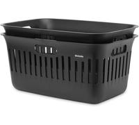 Brabantia Panier à linge Collect-It 40 L (noir), Lot de 2, Corbeille a linge pliable pour la cuisine et la buanderie, Boite de rangement vêtement, serviettes et draps
