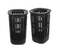 Brabantia Panier à linge Collect-It 55 L (Noir), Lot de 2, Corbeille a linge pliable pour la cuisine et la buanderie, Boite de rangement vêtement, serviettes et draps