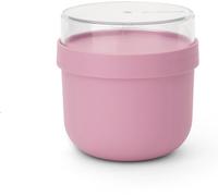 Brabantia Pot à encas Make & Take (Lilac Pink), 0,5L, Bol compartimenté en 2 parties avec récipient à ingrédients vissable de 180 ml, Contenant voyage étanche avec couvercle et large ouverture