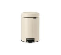 Brabantia - Poubelle à Pédale 3L NewIcon - Petite Poubelle pour Salle de Bain - Couvercle Soft-Close - Pédale Légère - Seau Intérieur Amovible - Antidérapant - Soft Beige - 17 x 24 x 27 cm