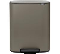 brabantia Poubelle à Pédale Bo, 2 x 30 L - Platinum