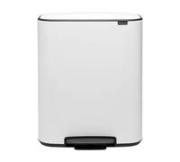 Brabantia Poubelle à pédale Bo – 2 x 30 L, 2 seaux intérieurs – Blanc