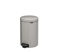 Brabantia Poubelle à pédale NewIcon 12L (Gris clair), Système de tri des déchets avec couvercle à fermeture amortie, seau intérieur amovible, Sac poubelle PerfectBin offerts, 33x25x41 cm