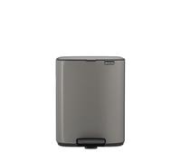 Brabantia Poubelle Bo 12L (Platine) - Poubelle cuisine à pédale à fermeture progressive - Système de tri des déchets facile à nettoyer avec seau amovible - Sacs-poubelle PerfectFit gratuits inclus