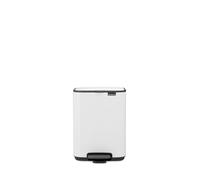 Brabantia Poubelle Bo 4L (Blanche) - Poubelle cuisine à pédale à fermeture progressive - Système de tri des déchets facile à nettoyer avec seau amovible - Sacs-poubelle PerfectFit gratuits inclus