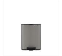 Brabantia Poubelle Bo 7L (Platine) - Poubelle cuisine à pédale à fermeture progressive - Système de tri des déchets facile à nettoyer avec seau amovible - Sacs-poubelle PerfectFit gratuits inclus
