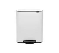 Brabantia Poubelle Bo Pedal, Blanc, 2 Seaux intérieurs de 30L | Poubelle de cuisine à pédale, Couvercle anti-odeur, Fermeture douce, Seaux amovibles, Sacs Poubelle Brabantia (code O) inclus