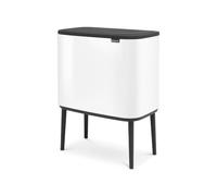 Brabantia Poubelle Bo Touch Bin, 2 seaux intérieurs, Blanc, 23L + 11L | Poubelle de cuisine sur pied, Antidérapant, Ouverture Soft-touch, Seaux Amovibles, Sacs Poubelle Brabantia (code J+X) inclus