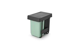 Brabantia Poubelle coulissante Sort & Go | Poubelle à compartiments 2 x 15 L à installer sous l’évier de la cuisine | Système de tri intégré avec rails coulissants et bacs amovibles | Grey & Green