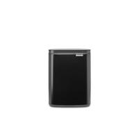 Brabantia Poubelle Bo 7 L (222900) Rectangulaire Acier Noir Mat – Ouverture facile, Fixation murale