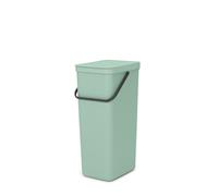 Brabantia Poubelle Sort & Go 3L (Gris clair) - Système de tri des déchets avec poignée de transport, couvercle amovible et à ouverture permanente - Poubelle cuisine à nettoyage facile sans rebords