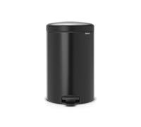 Brabantia Poubelle NewIcon, 1 Seau amovible, Acier Inoxydable Noir, 20L | Poubelle à pédale pour Salle de bain, Fermeture douce, Seau intérieur amovible, sacs poubelle inclus, Résiste à la corrosion