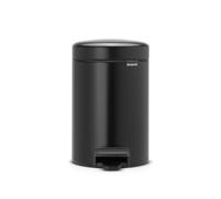 Brabantia Poubelle NewIcon, 1 Seau amovible, Noir, 3L | Poubelle à pédale pour Salle de bain, Fermeture douce, Seau intérieur amovible, sacs poubelle inclus, Résiste à la corrosion