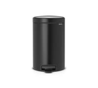 Brabantia Poubelle NewIcon, 1 Seau amovible, Noir Mat, 12L | Poubelle à pédale pour Salle de bain, Fermeture douce, Seau intérieur amovible, sacs poubelle inclus, Résiste à la corrosion