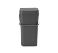 Brabantia Poubelle Sort & Go 12 L – Système de tri, poignée de transport, couvercle amovible – Gris