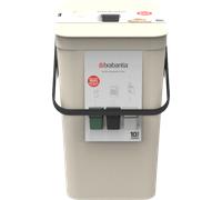 Poubelle Sort & Go Brabantia 25L (Beige clair) - Système de tri des déchets avec poignée de transport, couvercle amovible et à ouverture permanente - Poubelle cuisine à nettoyage facile sans rebords