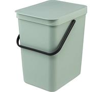 Brabantia Poubelle Sort & Go 25L (Vert Clair) - Système de tri des déchets avec poignée de transport, couvercle amovible et à ouverture permanente - Poubelle cuisine à nettoyage facile sans rebords