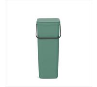 Brabantia Poubelle Sort & Go 40L (Vert Foncé) - Système de tri des déchets avec poignée de transport, couvercle amovible et à ouverture permanente - Poubelle cuisine à nettoyage facile sans rebords
