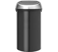 Brabantia Poubelle Touch Bin, 60L - Noir mat avec couvercle en acier brillant