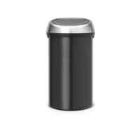 Brabantia Poubelle Touch Bin, 60L - Noir mat avec couvercle en acier brillant