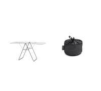 Brabantia Séchoir HangOn, 25m - Matt Black 403460 & Sac à Pinces - Accessoire pour Séchoir à Linge - Peut Contenir Jusqu'à 75 Pinces