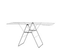 Brabantia Séchoir HangOn, Étendoir Linge Intérieur, Gris Métallique, 25m | Étendoir pliable, 8 Crochets pour Ceintres, Zone linge délicat, 25m de surface de séchage, Ailes à hauteur réglable