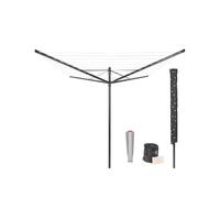 Brabantia - Séchoir Lift-O-Matic - Etendoir Linge Extérieur - Antidérapantes - Résistantes aux UV, 50 m - Rotation Fluide - Pratique - Douille en Métal à Planter dans Le Sol - Anthracite - ø 295 cm