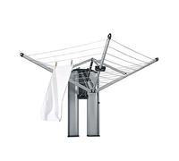 Brabantia - Séchoir WallFix - Etendoir Linge - Antidérapantes - Résistantes aux UV, 24 m - Gain D'espace - Installation Facile - avec Boîte de Protection - Argent - 184 x 182 cm