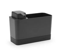 Brabantia Set d'organisateurs d'évier, Gris Foncé, 8,5x19x11,5cm | Organisateur d'évier avec Distributeur de savon 200ml, Fond Nervuré antidérapant, Avec Plateau, Rangement éponge et brosse