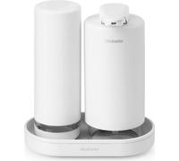 Brabantia - SinkStyle Ensemble de 2 distributeurs élégants de savon pour les mains et la vaisselle, plateau texturé et presse-savon - Mineral Fresh White, 2 x 200 ml