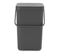 Brabantia Poubelle Sort & Go 25 L – Système de tri, poignée de transport couvercle amovible – Gris