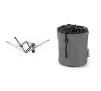 Brabantia - WallFix - Metallic Grey - Corde À Linge De 24 Mètres - Doublure Résistant & Sac à Pinces à Linge - Jusqu'à 150 Pinces à Linge - Idéal pour Un Usage Extérieur - Robuste et Résistant