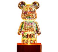 Brabola Lampe de chevet en forme d'ours en feu d'artifice - Lampe de chevet - Projecteur avec changement de couleur - Lampe de bureau LED pour chambre d'enfant, chambre à coucher, maison, bureau