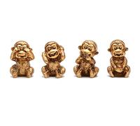 BRABUD Fengshui TQGJBS284 Lot de 4 Figurines en résine « See no Evil Hear no Evil Speak no Evil Do no Evil Singe »
