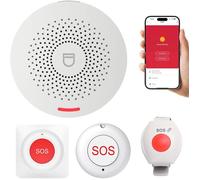 Bracelet Alarme Personne Agee WiFi,Système d'Alerte Intelligent Compatible Tuya,Smart Life et Alexa Bouton d’Urgence Étanche sans