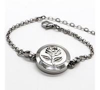 Bracelet Aromathérapie Diffuseur Huile Essentielle - Cadeau Bijou Diffuseur de Parfum - Cadeau Femme Acier Inoxydable avec Motif « Soli Rose » - Inclus 5 Buvards Colorés à Parfumer - Zen’Arôme