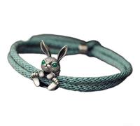 Bracelet lapin en polypropylène avec pendentif en forme de lapin ludique conçu pour les fêtes de printemps, une utilisation en extérieur léger et des accessoires contemporains (vert)