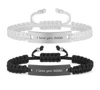 Bracelets assortis pour couple, bracelets pour petite amie et petite amie, cadeaux de couple, bracelets extensibles réglables pour Noël, anniversaire, Saint-Valentin, anniversaire de mariage, cadeaux