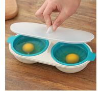 Braconnier d'oeufs Micro-ondes pochoir à œufs de qualité alimentaire Double tasse chaudière à œufs ustensiles de cuisine -JNG