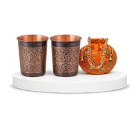BRACOP® Lot de 2 verres à eau en cuivre pur avec sac de rangement - Carafe en cuivre pur - Tasse à boire - Tasse Moscow Mule avec pochette de designer pour femme