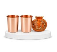BRACOP® Lot de 2 verres en cuivre pur avec sac de rangement - Tasse à eau - Carafe unie - Tasse à boire - Tasse Moscow Mule - Avec pochette de designer