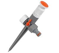 Bradas Arroseur Circulaire avec Piquet - Arroseur à Impulsion - 0-360° - White Line 6951 - Blanc/Gris