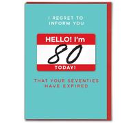 Brainbox Candy Carte d'anniversaire amusante pour 80 ans - Design 3D - « Your Seventies Have Expired » - Carte coquine pour 80 ans - Anniversaire - 80e humour pour lui et ses amis