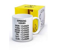 Brainbox Candy David Shrigley Tasse à café humoristique avec coffret cadeau fantaisie pour homme et femme Motif heures d'ouverture
