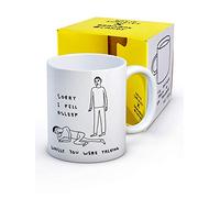 Brainbox Candy Tasse à café humoristique David Shrigley - Coffret cadeau fantaisie de Noël ou d'anniversaire pour homme et femme - Motif art parlant « Fell Asleep Talking Art » vendu exclusivement
