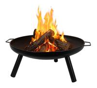 BURI Bol de feu 59cm rond en métal | Foyer avec 2 poignées & 3 pieds stables | Corbeille à feu Barbecue Bac à plantes pour jardin Terrasse Balcon Outdoor