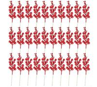Branche Baies Artificielles pour mousse Or Argent Branche Baies(red) | 30 tiges, 15 baies par tige, brillant pailleté, pour idéal sapin, couronne, guirlande festive